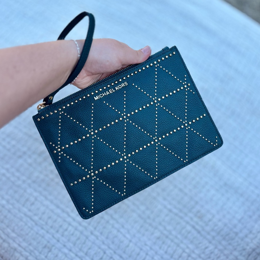 Michael Kors Teal Studded Wristlet